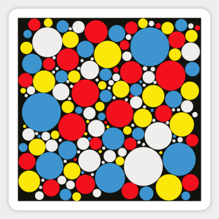 red blue white and yellow pop art polka dot pattern Sticker